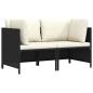 Preview: ARDEBO.de - 2-Sitzer-Gartensofa mit Kissen Schwarz Poly Rattan
