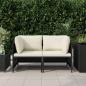 Preview: 2-Sitzer-Gartensofa mit Kissen Schwarz Poly Rattan