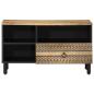 Preview: TV-Schrank Schwarz 80x33,5x46 cm Raues Mangoholz