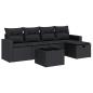 Preview: 6-tlg. Garten-Sofagarnitur mit Kissen Schwarz Poly Rattan