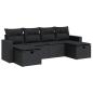Preview: 6-tlg. Garten-Sofagarnitur mit Kissen Schwarz Poly Rattan