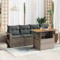 Preview: ARDEBO.de - 5-tlg. Garten-Sofagarnitur mit Kissen Grau Poly Rattan