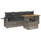 Preview: 5-tlg. Garten-Sofagarnitur mit Kissen Grau Poly Rattan