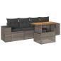 Preview: 5-tlg. Garten-Sofagarnitur mit Kissen Grau Poly Rattan