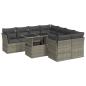 Preview: 9-tlg. Garten-Sofagarnitur mit Kissen Grau Poly Rattan
