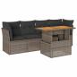 Preview: 5-tlg. Garten-Sofagarnitur mit Kissen Grau Poly Rattan