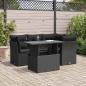 Preview: ARDEBO.de - 5-tlg. Garten-Sofagarnitur mit Kissen Schwarz Poly Rattan