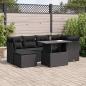 Preview: ARDEBO.de - 7-tlg. Garten-Sofagarnitur mit Kissen Schwarz Poly Rattan