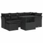 Preview: 7-tlg. Garten-Sofagarnitur mit Kissen Schwarz Poly Rattan