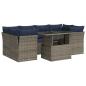Preview: 7-tlg. Garten-Sofagarnitur mit Kissen Grau Poly Rattan Akazie