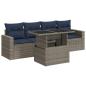 Preview: 5-tlg. Garten-Sofagarnitur mit Kissen Grau Poly Rattan Akazie