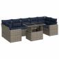 Preview: 8-tlg. Garten-Sofagarnitur mit Kissen Grau Poly Rattan Akazie