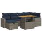 Preview: 7-tlg. Garten-Sofagarnitur mit Kissen Schwarz Poly Rattan