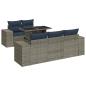Preview: 6-tlg. Garten-Sofagarnitur mit Kissen Grau Poly Rattan Akazie