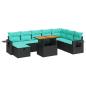 Preview: 9-tlg. Garten-Sofagarnitur mit Kissen Schwarz Poly Rattan
