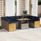 Preview: ARDEBO.de - 10-tlg. Garten-Sofagarnitur mit Kissen Grau Poly Rattan Akazie