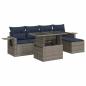 Preview: 6-tlg. Garten-Sofagarnitur mit Kissen Grau Poly Rattan