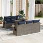 Preview: ARDEBO.de - 7-tlg. Garten-Sofagarnitur mit Kissen Grau Poly Rattan