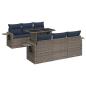 Preview: 7-tlg. Garten-Sofagarnitur mit Kissen Grau Poly Rattan
