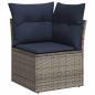 Preview: 6-tlg. Garten-Sofagarnitur mit Kissen Grau Poly Rattan Akazie