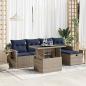 Preview: ARDEBO.de - 6-tlg. Garten-Sofagarnitur mit Kissen Grau Poly Rattan Akazie