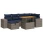 Preview: 7-tlg. Garten-Sofagarnitur mit Kissen Braun Poly Rattan Akazie