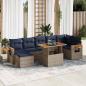 Preview: ARDEBO.de - 8-tlg. Garten-Sofagarnitur mit Kissen Braun Poly Rattan Akazie