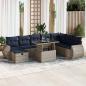Preview: ARDEBO.de - 9-tlg. Garten-Sofagarnitur mit Kissen Braun Poly Rattan Akazie
