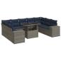 Preview: 10-tlg. Garten-Sofagarnitur mit Kissen Grau Poly Rattan Akazie