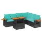 Preview: 7-tlg. Garten-Sofagarnitur mit Kissen Schwarz Poly Rattan