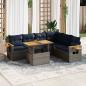Preview: ARDEBO.de - 7-tlg. Garten-Sofagarnitur mit Kissen Grau Poly Rattan Akazie