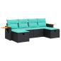 Preview: 6-tlg. Garten-Sofagarnitur mit Kissen Schwarz Poly Rattan