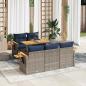 Preview: ARDEBO.de - 6-tlg. Garten-Sofagarnitur mit Kissen Grau Poly Rattan