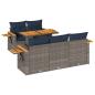 Preview: 6-tlg. Garten-Sofagarnitur mit Kissen Grau Poly Rattan
