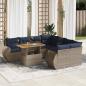 Preview: ARDEBO.de - 9-tlg. Garten-Sofagarnitur mit Kissen Grau Poly Rattan