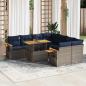 Preview: ARDEBO.de - 9-tlg. Garten-Sofagarnitur mit Kissen Grau Poly Rattan