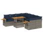Preview: 9-tlg. Garten-Sofagarnitur mit Kissen Grau Poly Rattan