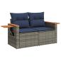 Preview: 9-tlg. Garten-Sofagarnitur mit Kissen Grau Poly Rattan