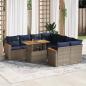 Preview: ARDEBO.de - 9-tlg. Garten-Sofagarnitur mit Kissen Grau Poly Rattan