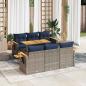 Preview: ARDEBO.de - 7-tlg. Garten-Sofagarnitur mit Kissen Grau Poly Rattan
