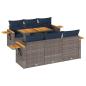 Preview: 7-tlg. Garten-Sofagarnitur mit Kissen Grau Poly Rattan