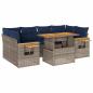 Preview: 7-tlg. Garten-Sofagarnitur mit Kissen Grau Poly Rattan