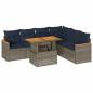 Preview: 7-tlg. Garten-Sofagarnitur mit Kissen Grau Poly Rattan