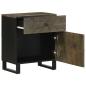 Preview: Nachttisch Schwarz 50x33x60 cm Massivholz Mango