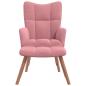 Preview: Relaxsessel mit Hocker Rosa Samt