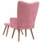 Preview: Relaxsessel mit Hocker Rosa Samt