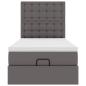 Preview: Ottoman-Bett mit Matratze & LEDs Grau 90x190 cm Kunstleder