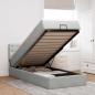 Preview: ARDEBO.de - Ottoman-Bett mit Matratze Hellgrau 90x190 cm Samt