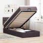 Preview: ARDEBO.de - Ottoman-Bett mit Matratze & LEDs Dunkelbraun 80x200 cm Stoff