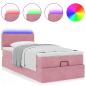 Preview: Ottomane Bett mit Matratze & LEDs Rosa 80x200 cm Samt